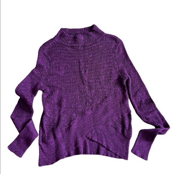 Free People BOHO Wrap Sweater Plum Linen Blend Size XS - Picture 4 of 6